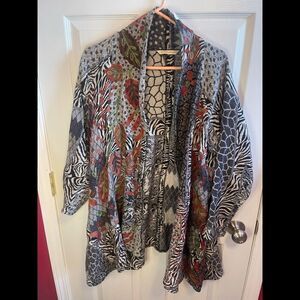 Soft Surroundings animal and leaf cardigan sz L/XL